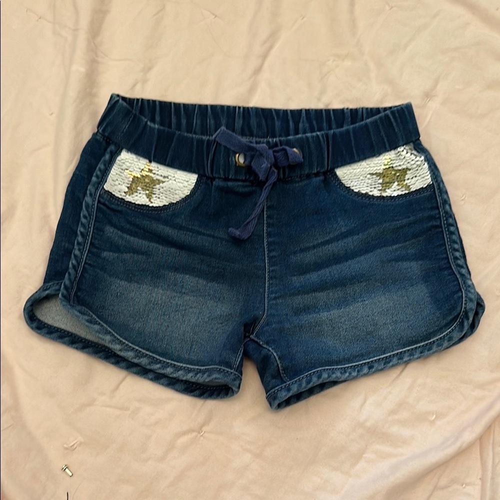Blue Relaxed-Fit Denim Shorts with Elastic Waistband